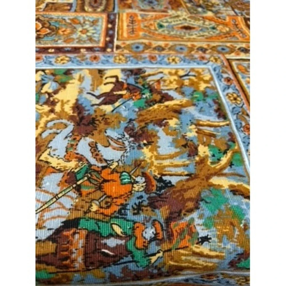 VTG!! 5TH AVENUE DESIGNS FABRIC PANEL HUNT SCENE HORSE‎ RIDER 54